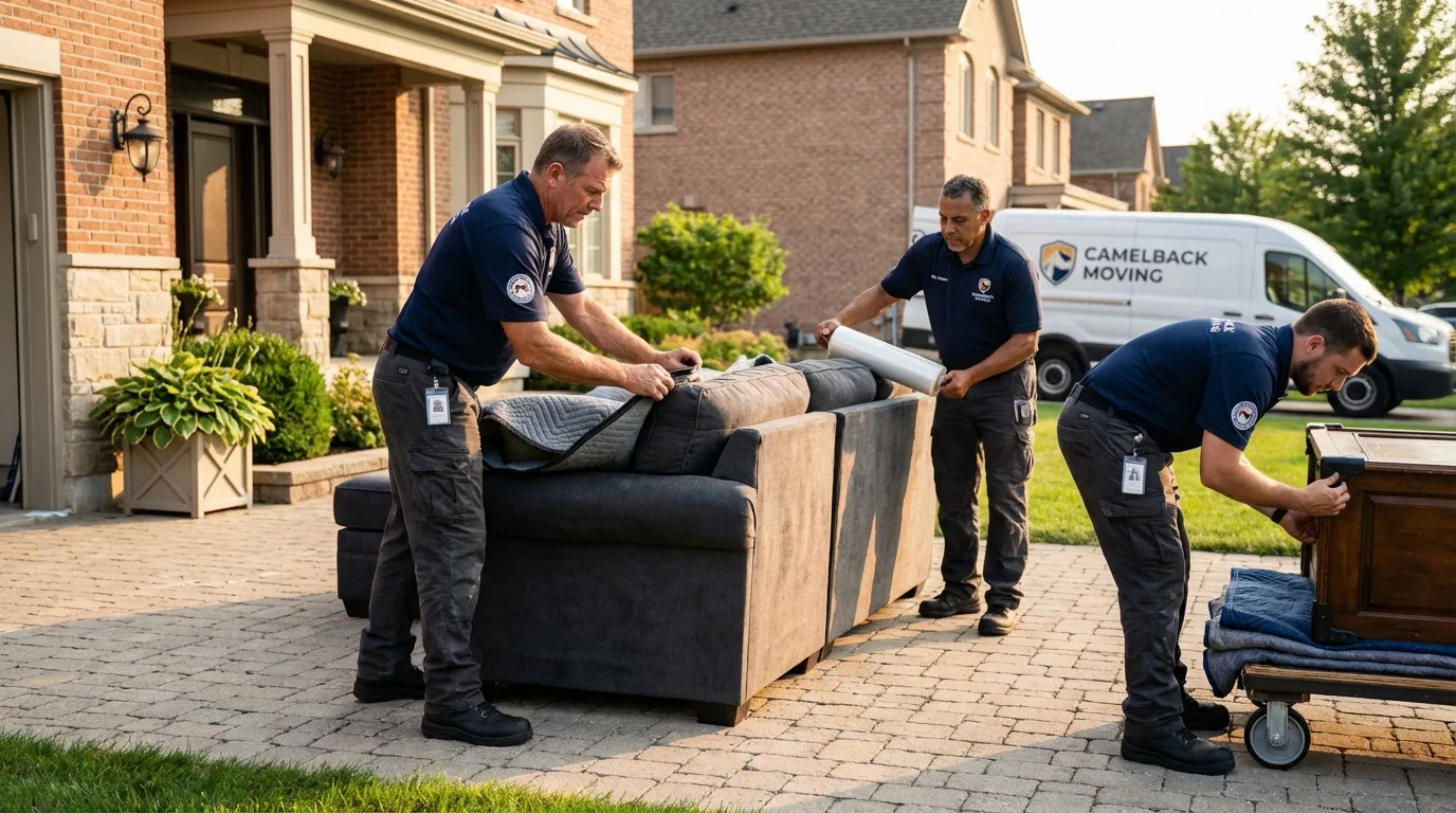 Large estate moving crew wrapping furniture in Glendale Heights, IL