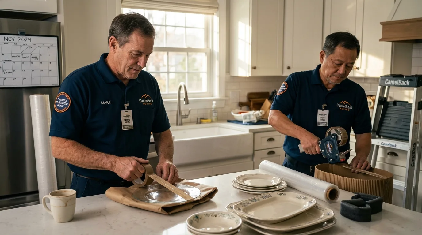Professional crew packing kitchen dishware in Glendale Heights, IL